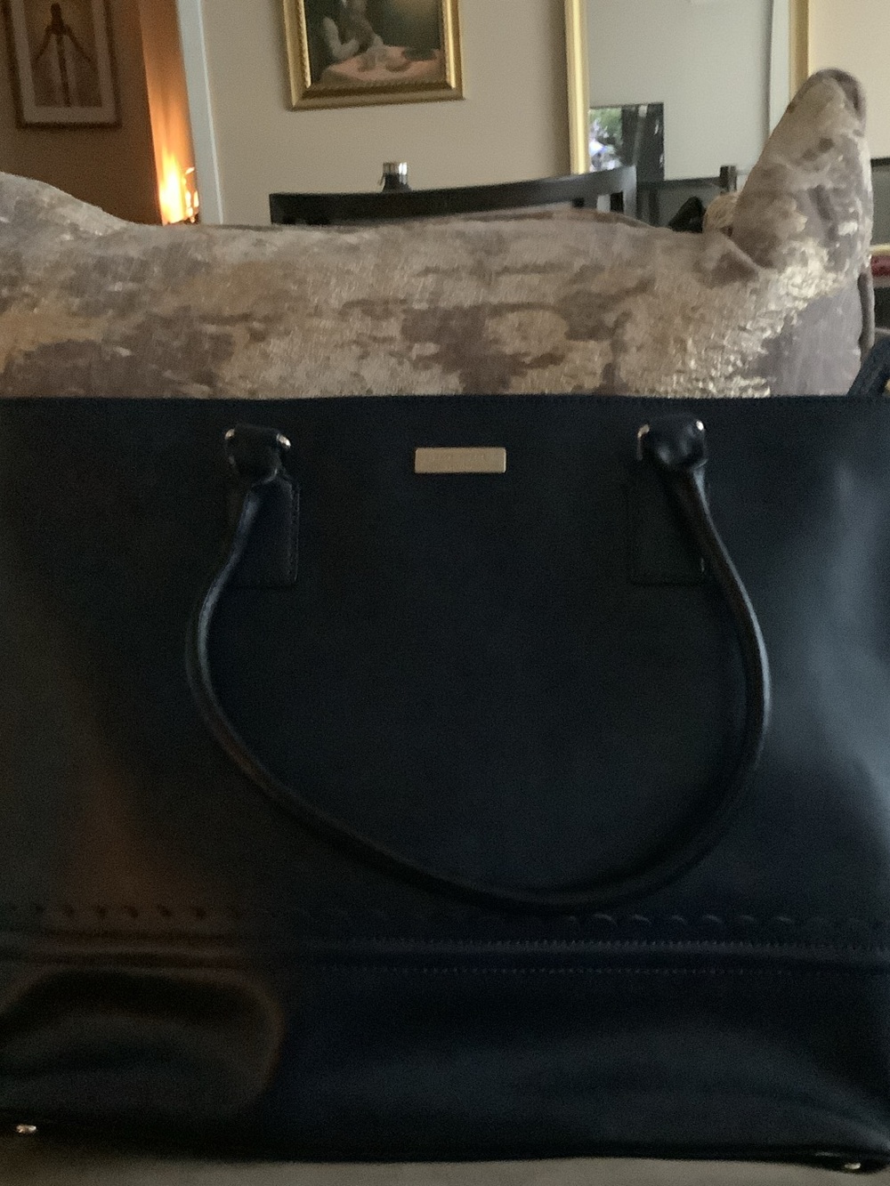 kate spade Black Leather Tote with Double Handles